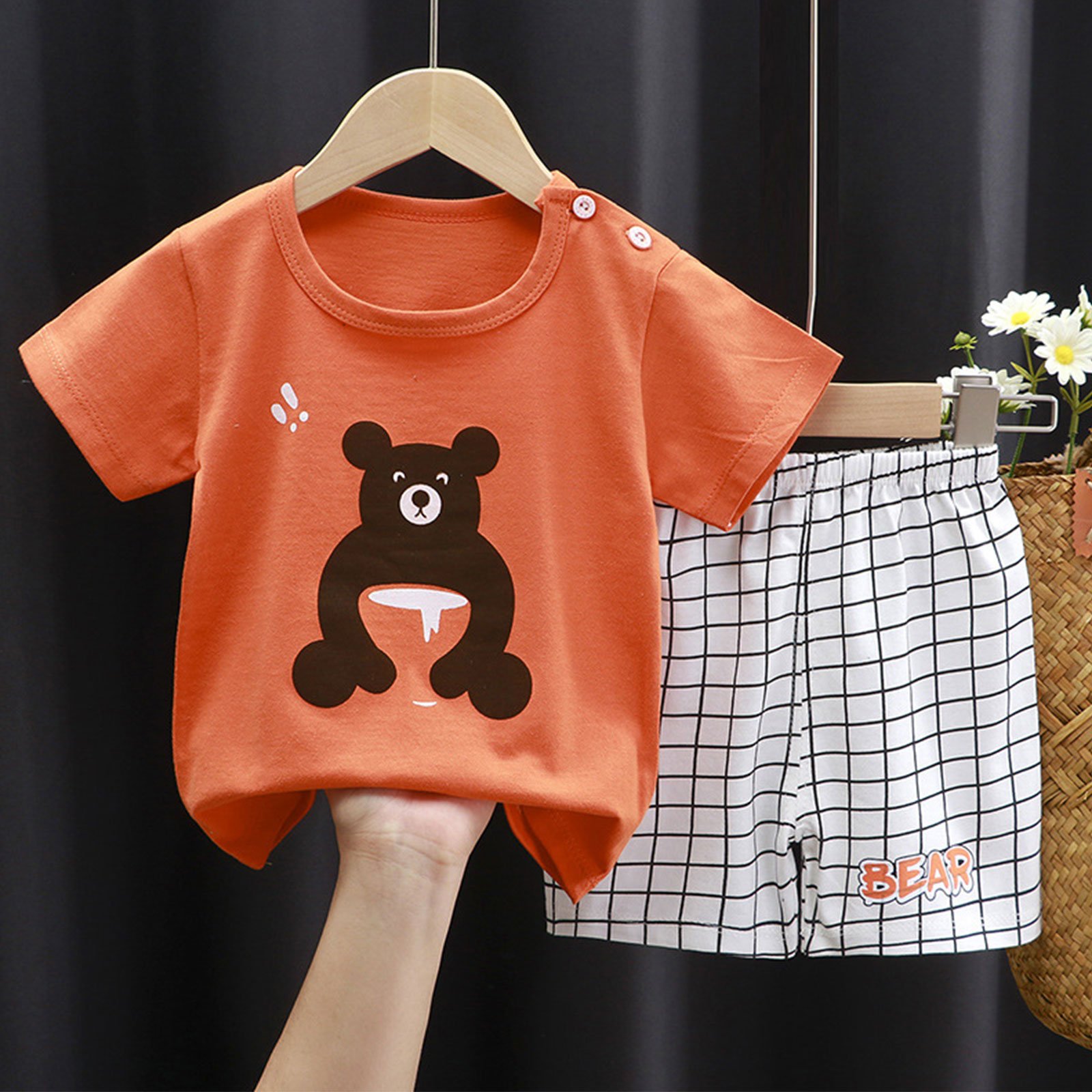 Children's cotton short sleeve suit girls summer clothes boys T-shirt baby clothes Korean version of children's clothes