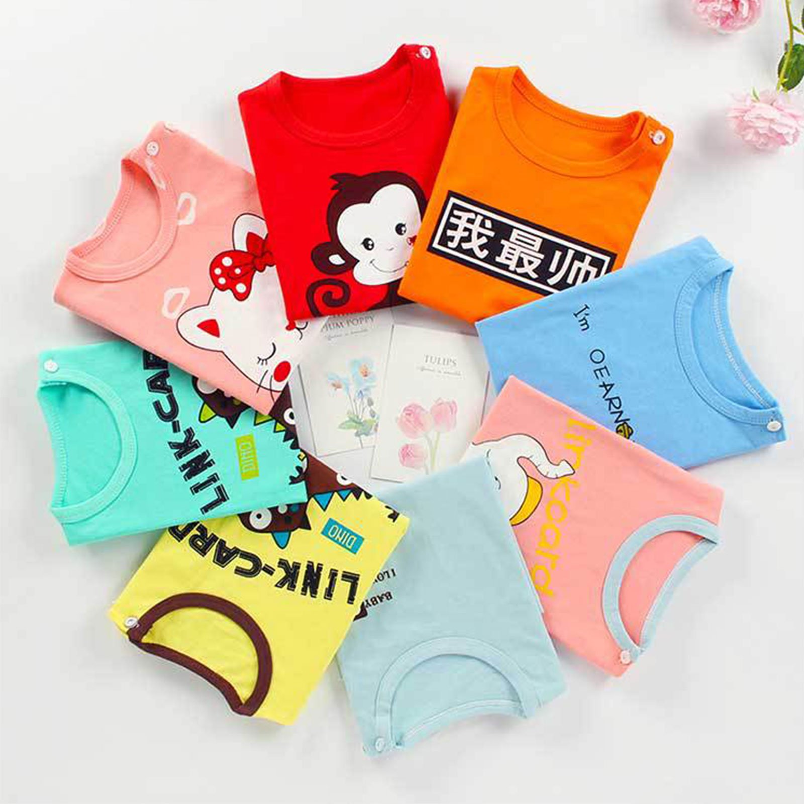 Children's cotton short sleeve suit girls summer clothes boys T-shirt baby clothes Korean version of children's clothes