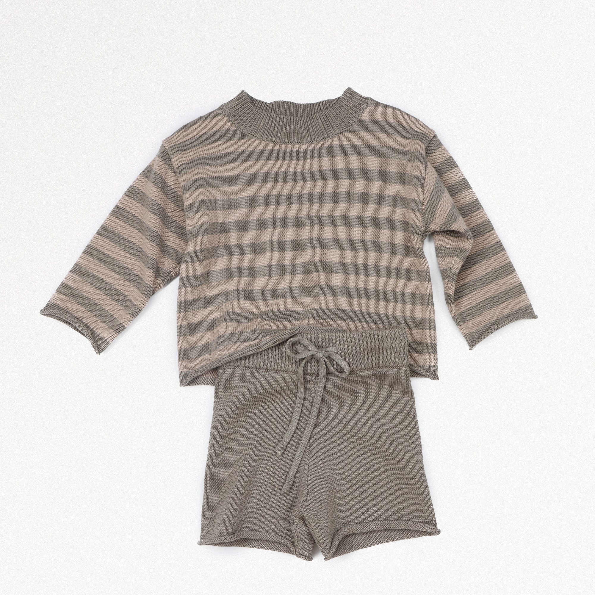 New Arrival Unisex 100% Cotton Long Sleeves Striped Chunky Baby Knitted Sweater Set Kids Knit Clothes Set Baby Clothing