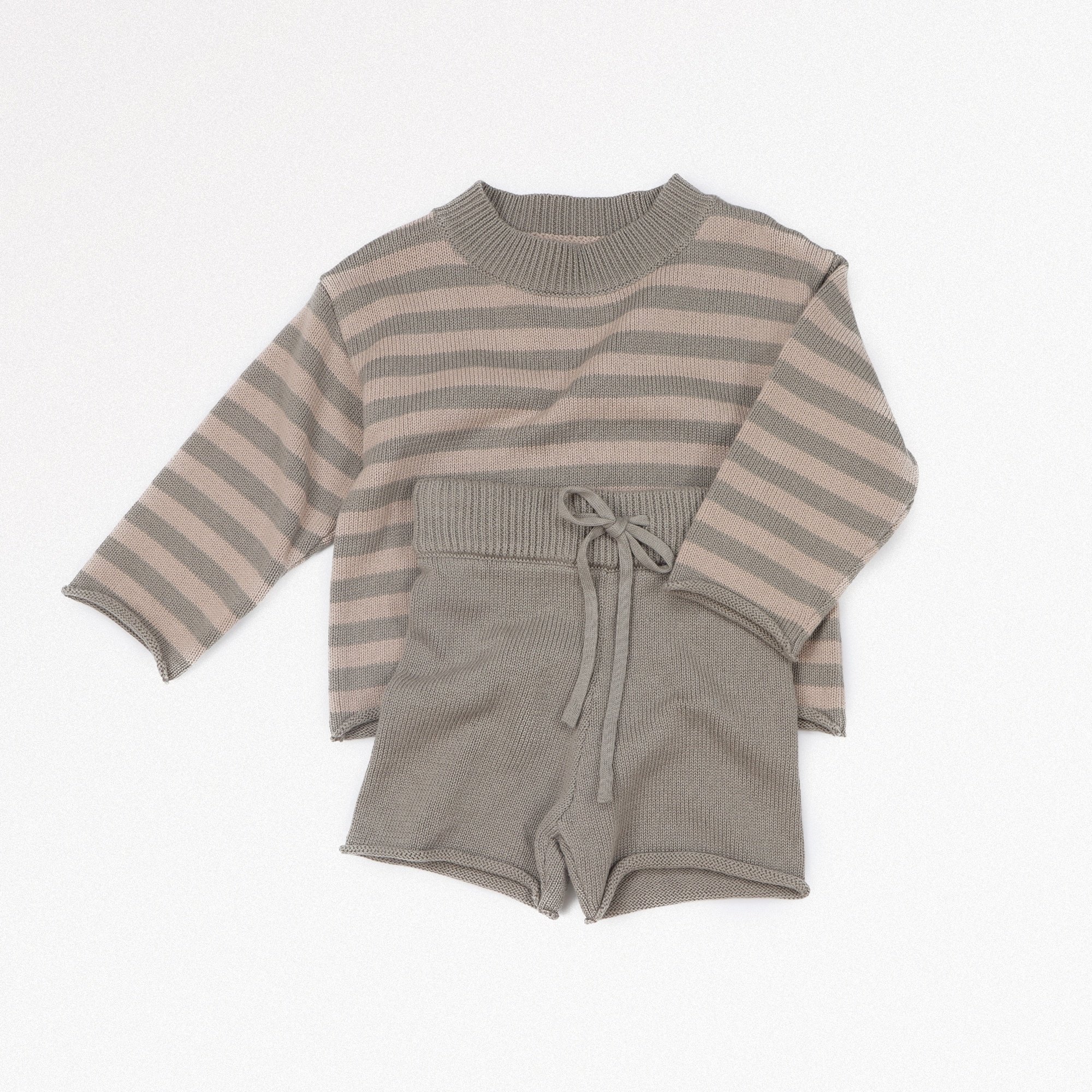 New Arrival Unisex 100% Cotton Long Sleeves Striped Chunky Baby Knitted Sweater Set Kids Knit Clothes Set Baby Clothing