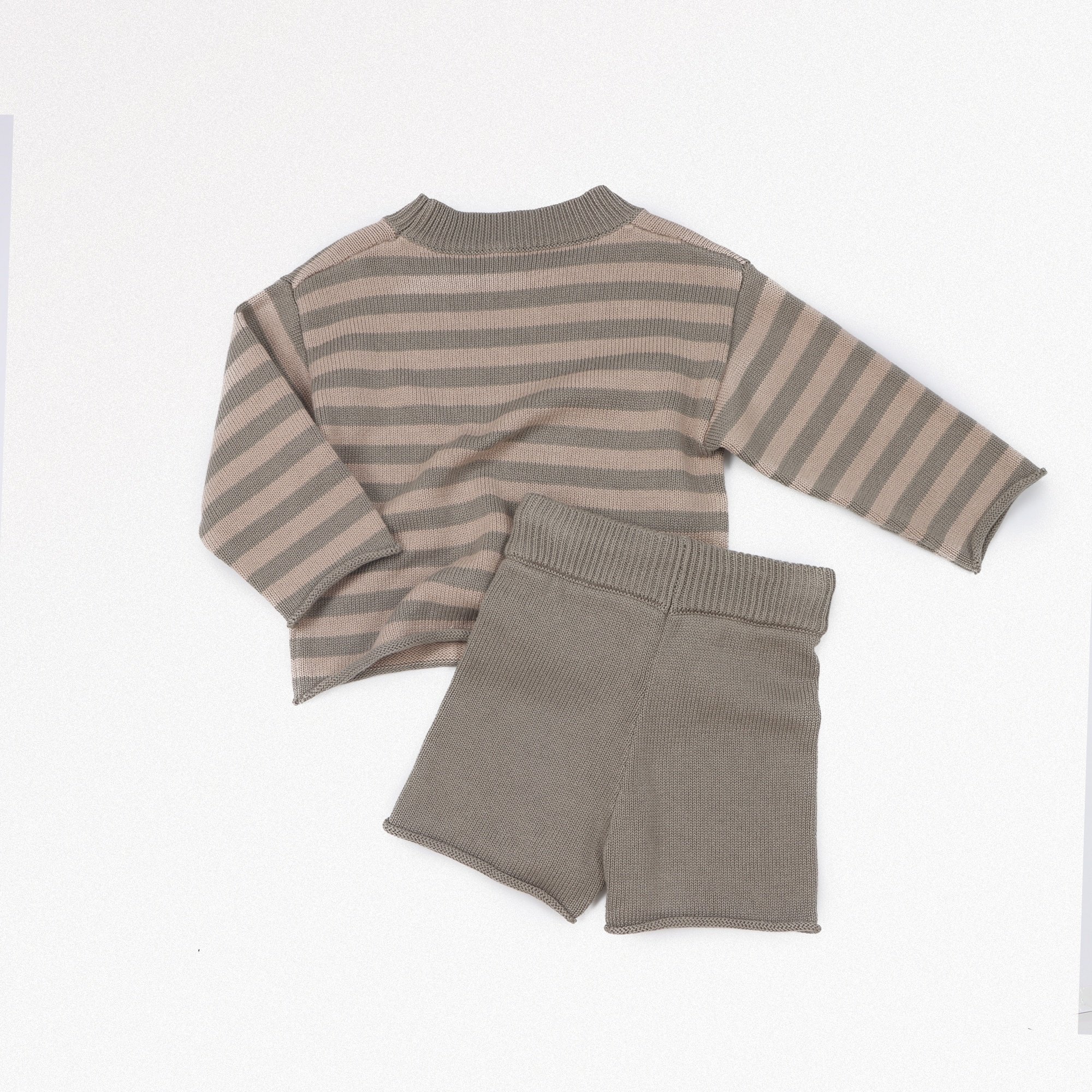 New Arrival Unisex 100% Cotton Long Sleeves Striped Chunky Baby Knitted Sweater Set Kids Knit Clothes Set Baby Clothing