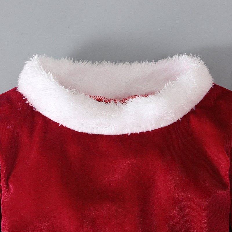 Christmas set Boys and girls camel hair long sleeve set hat + top + frilly trousers three-piece set for children's suit