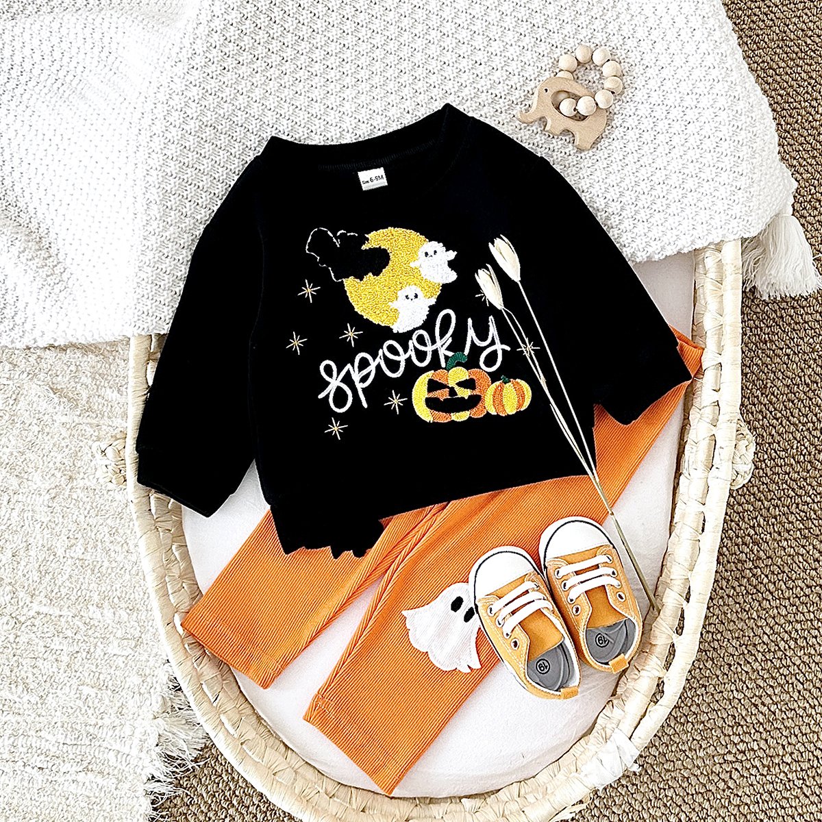 Halloween Newborn Knit Long Sleeve High Quality Clothes Infant Cotton Sets 2pcs Baby Cartoon Clothes Suit