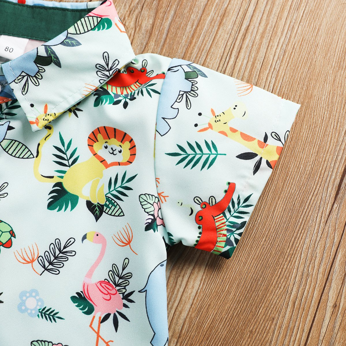 Cotton Short Sleeves Suits Tops + Pants Boy Clothing Sets Animal print top and solid shorts