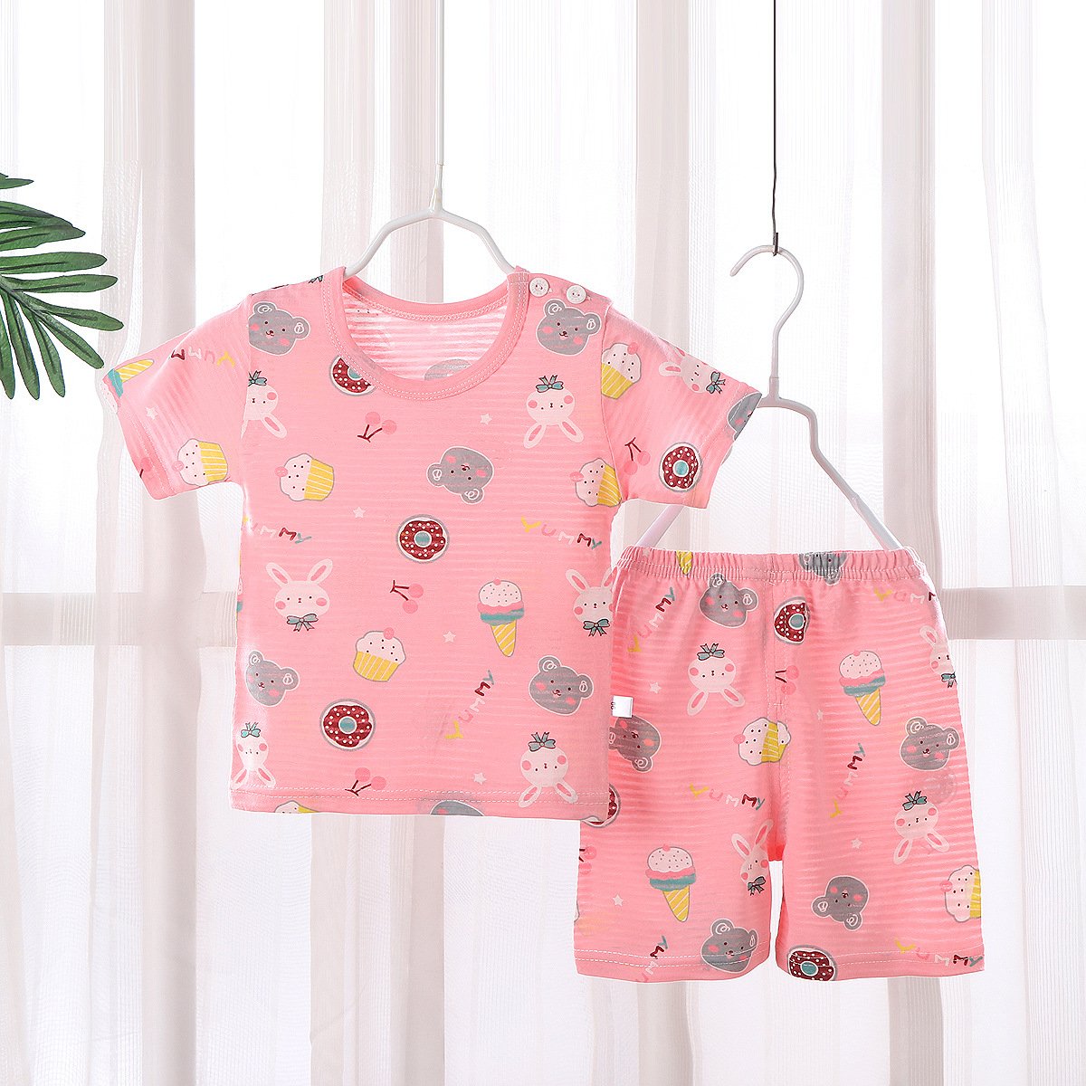New children's T-shirt set summer baby short sleeve shorts home clothes sweat absorbent breathable pajamas