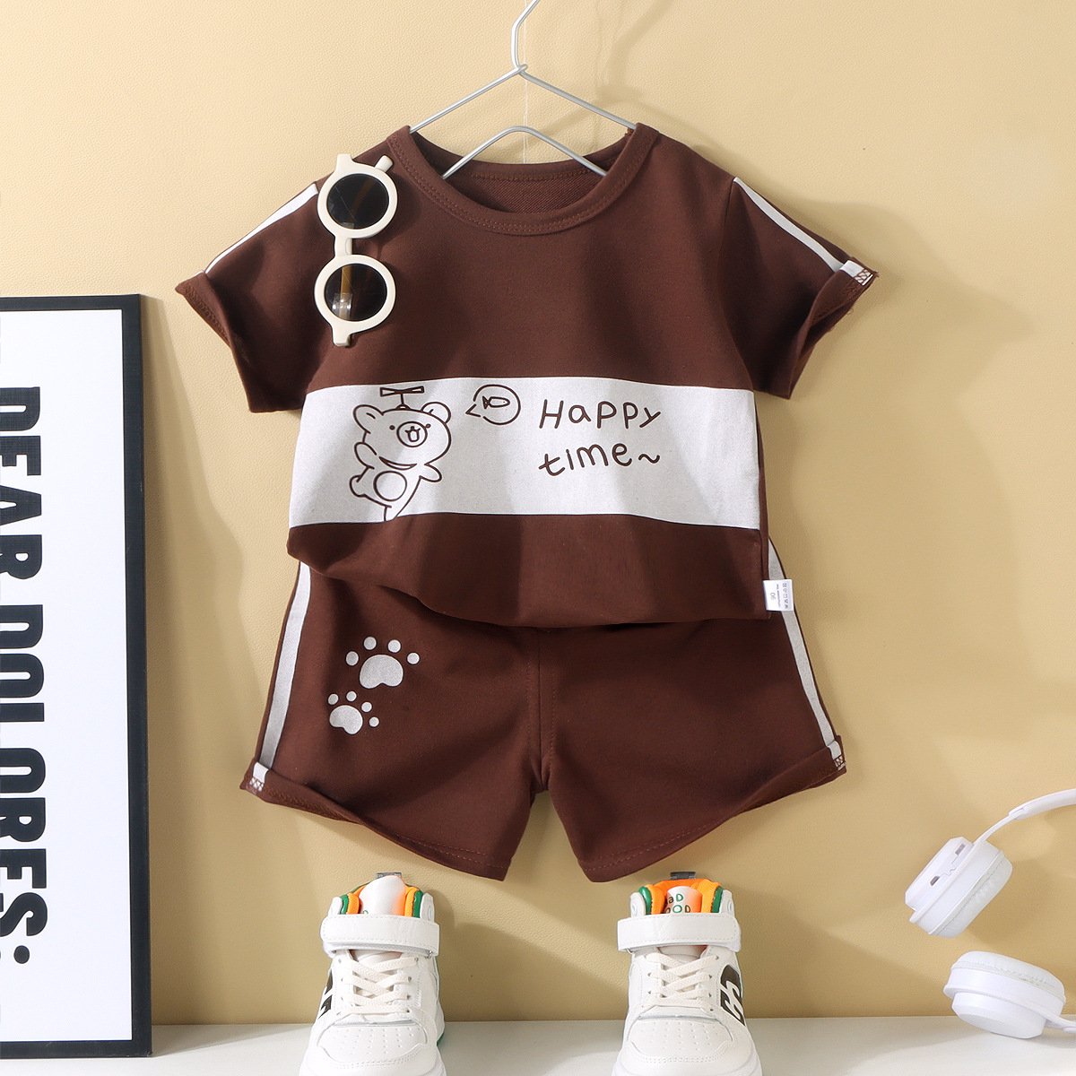 Wholesale Summer Children's Cotton clothing Toddler Kids casual Tshirt Shorts Two Pieces Set Boys Outfit for baby