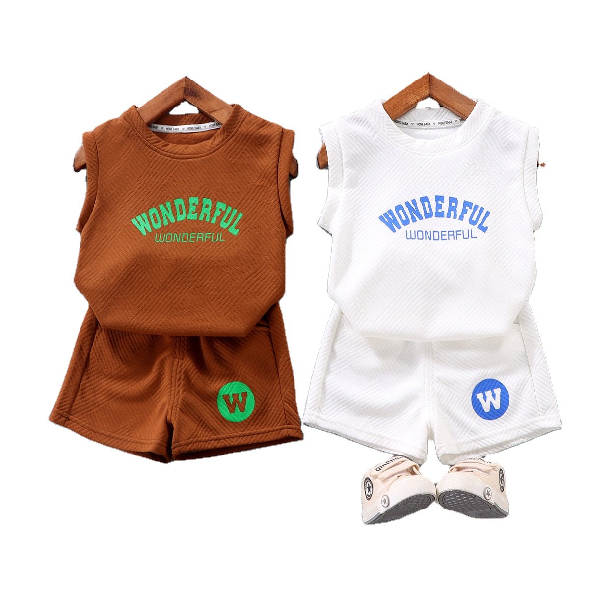 Wholesale Summer Children Outfits 2pcs Cotton Casual Baby Boy Girl Clothes Set
