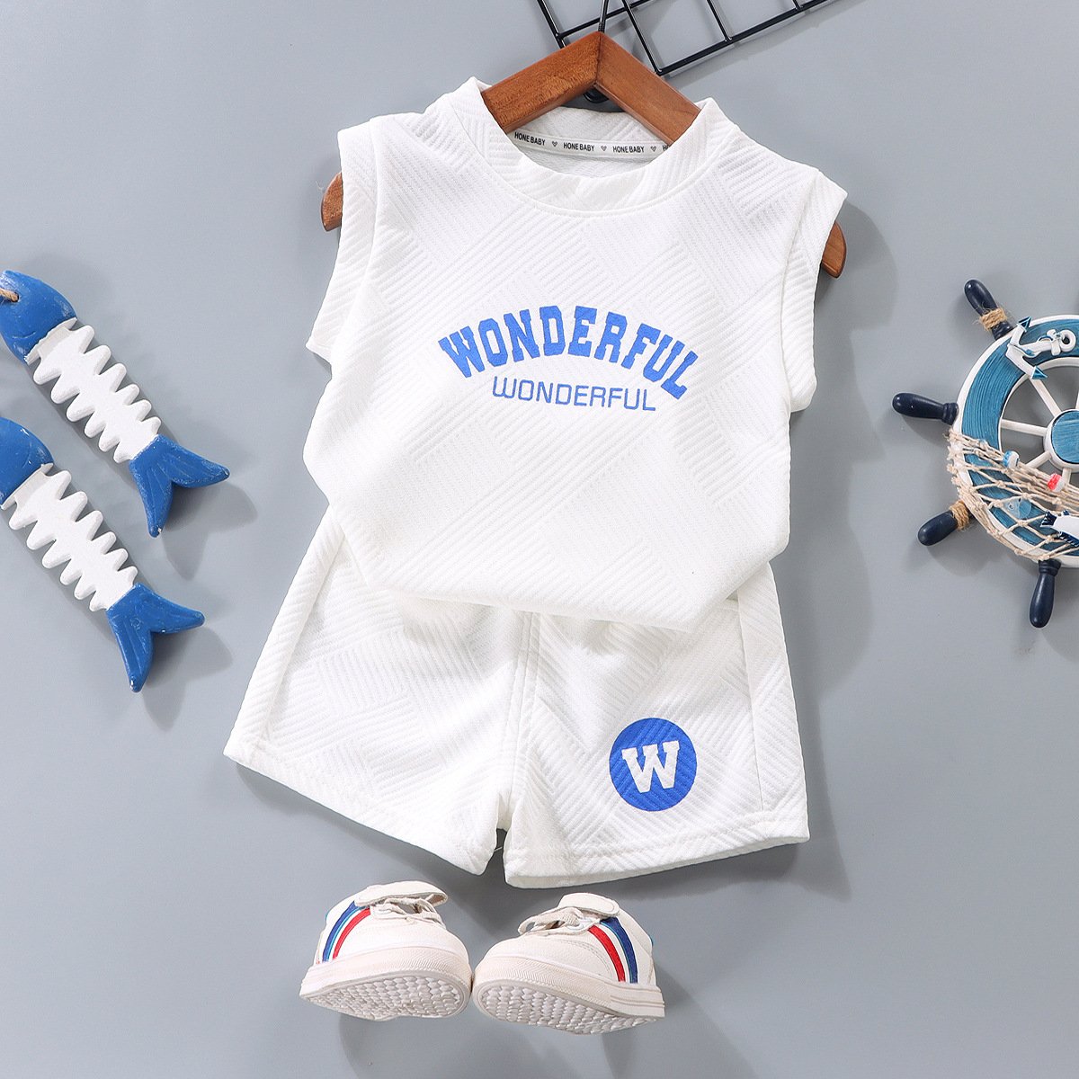 Wholesale Summer Children Outfits 2pcs Cotton Casual Baby Boy Girl Clothes Set