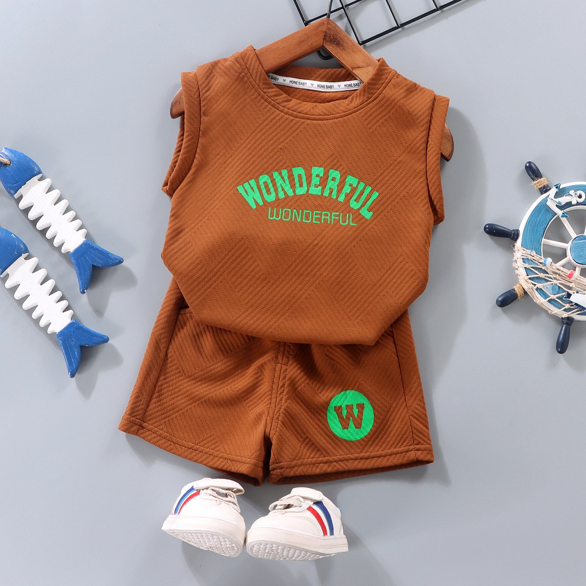 Wholesale Summer Children Outfits 2pcs Cotton Casual Baby Boy Girl Clothes Set