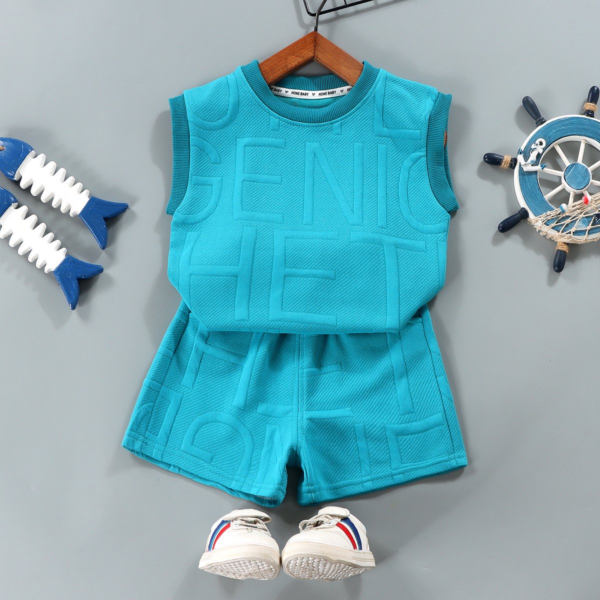 Wholesale Summer Children Outfits 2pcs Cotton Casual Baby Boy Girl Clothes Set