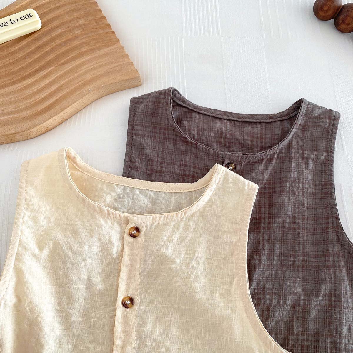 Children's summer thin sleeveless undershirt Kids unisex casual shirt baby boy clothing set