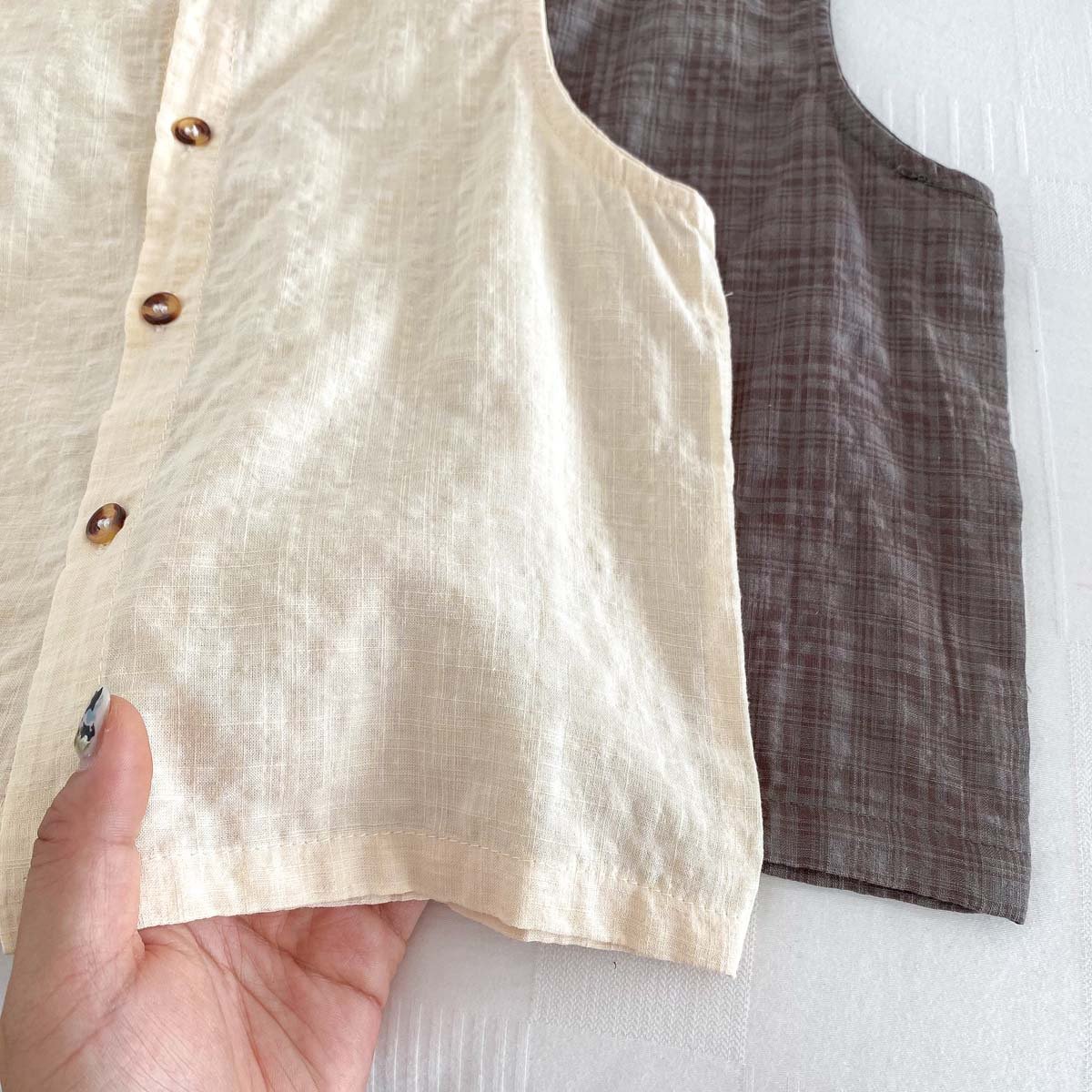 Children's summer thin sleeveless undershirt Kids unisex casual shirt baby boy clothing set