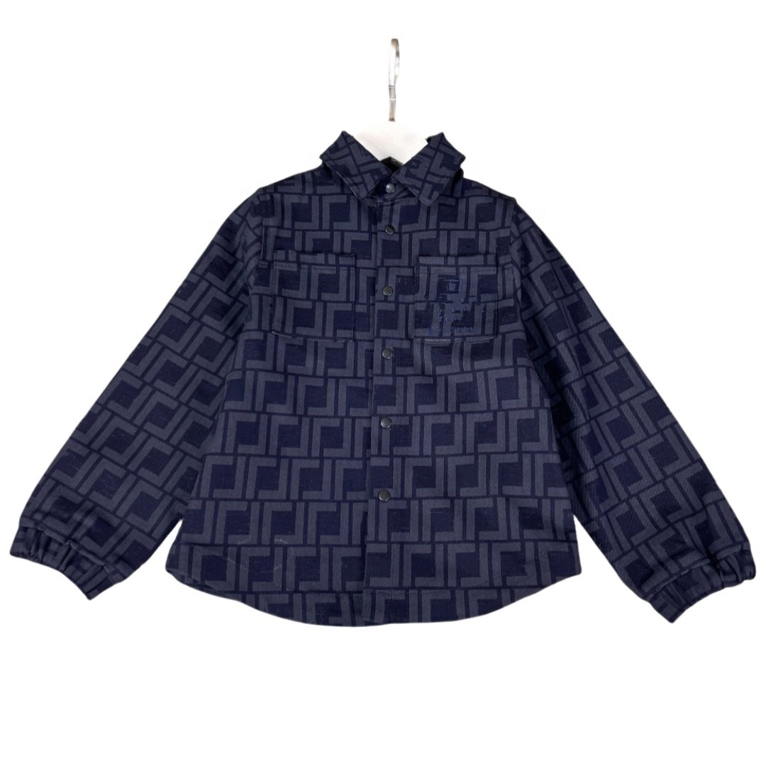 RUNTEN 2024 Fall new FD Dark printed denim suit tailored for boys F letter printed fabric high luxury brand suit