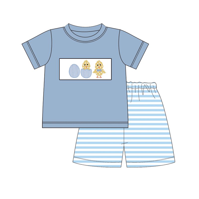 Boyis new design children boutique outfits chick applique boys clothing sets casual style