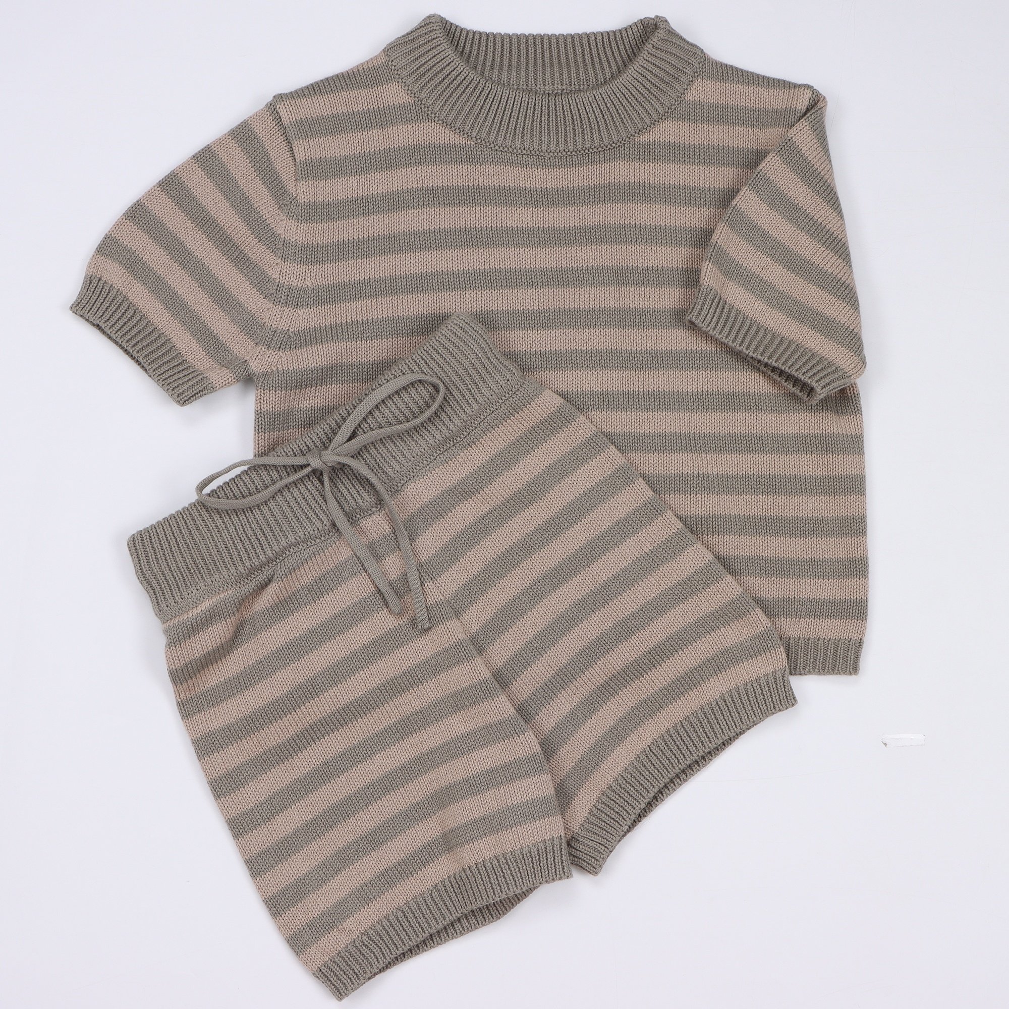 Custom Chunky Striped Knit Baby Sweaters Toddler Boys Clothing Set 100% Cotton Baby Knitted Sweater Baby Clothing
