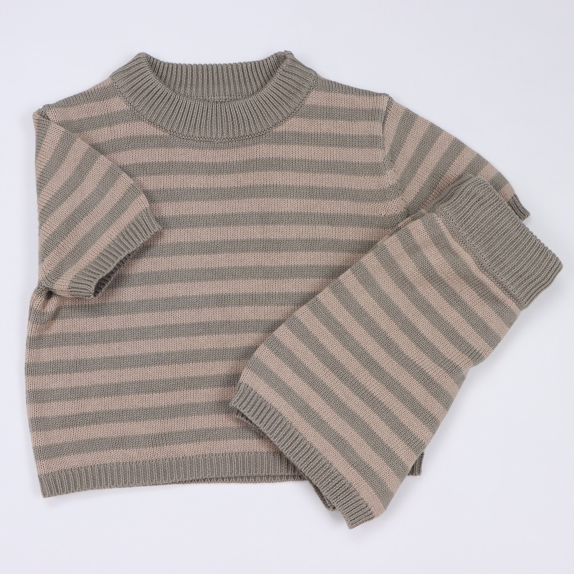 Custom Chunky Striped Knit Baby Sweaters Toddler Boys Clothing Set 100% Cotton Baby Knitted Sweater Baby Clothing