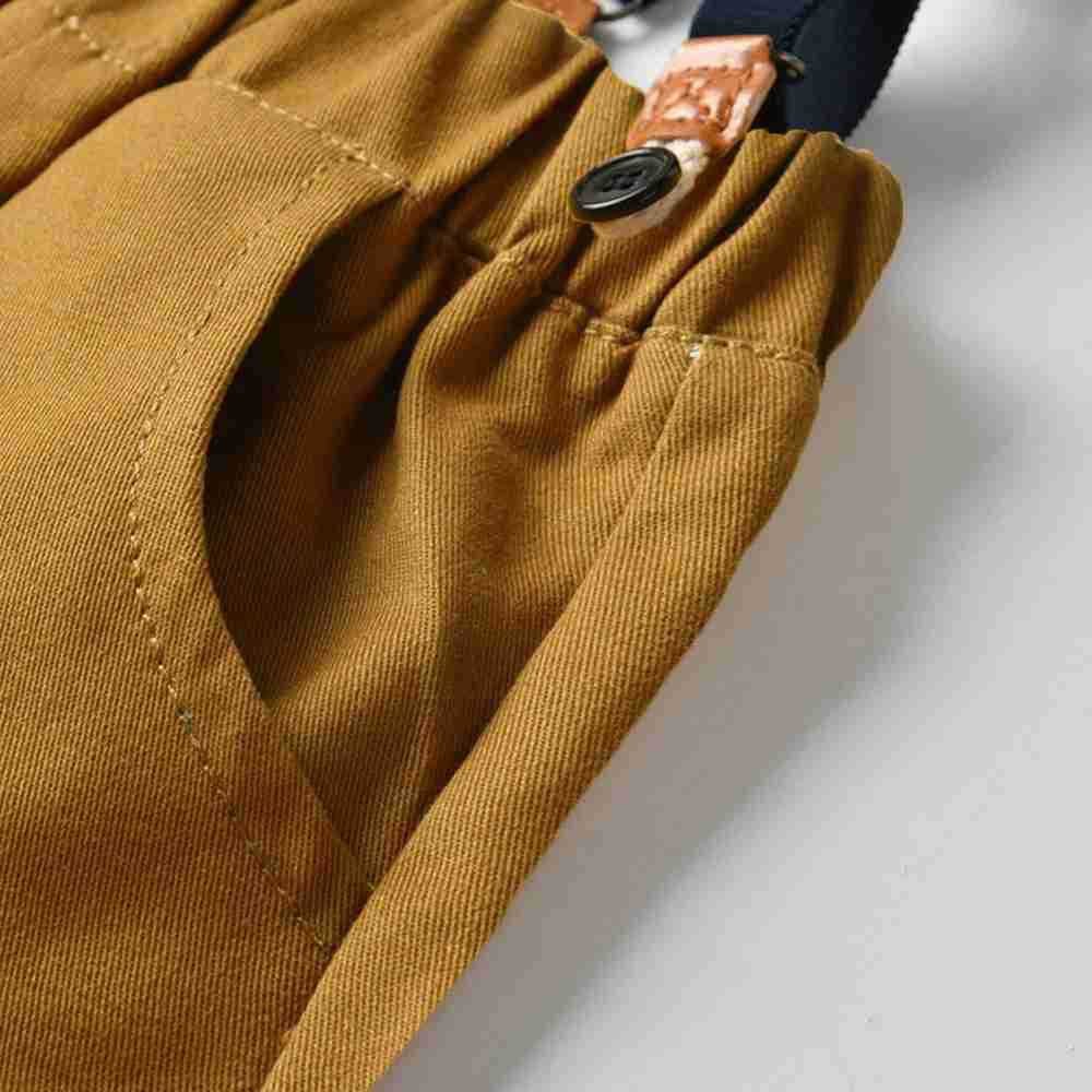 Autumn children boys clothing set Stripe Formal kids cotton bow shirt top+suspender Pants outfits baby boy's gentleman suit
