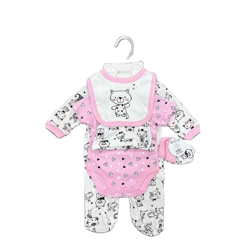 Newborn New Design Wholesale Custom High Quality Blue Gold Long Sleeve Bamboo Bubble Baby Romper Set Baby Pillow Mother Set