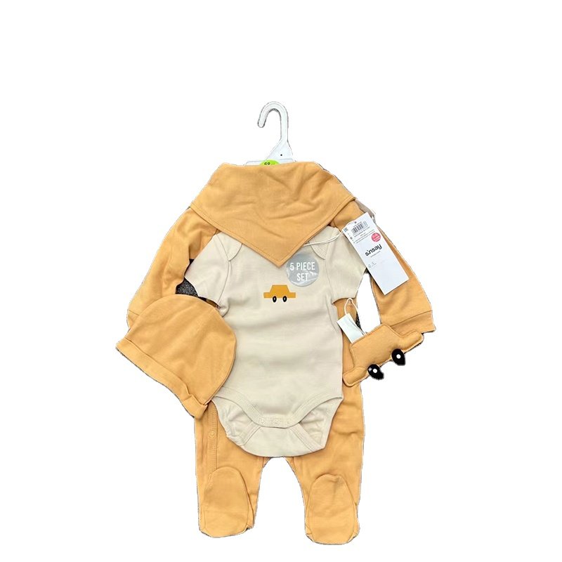 Newborn New Design Wholesale Custom High Quality Blue Gold Long Sleeve Bamboo Bubble Baby Romper Set Baby Pillow Mother Set
