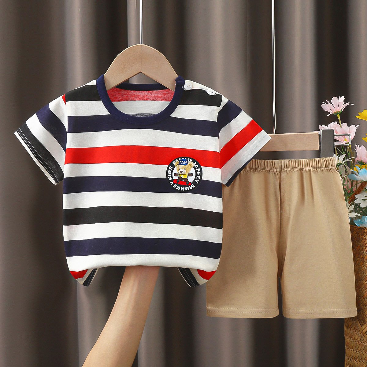 Wholesale of new pure cotton children's casual home clothing sets in 2024