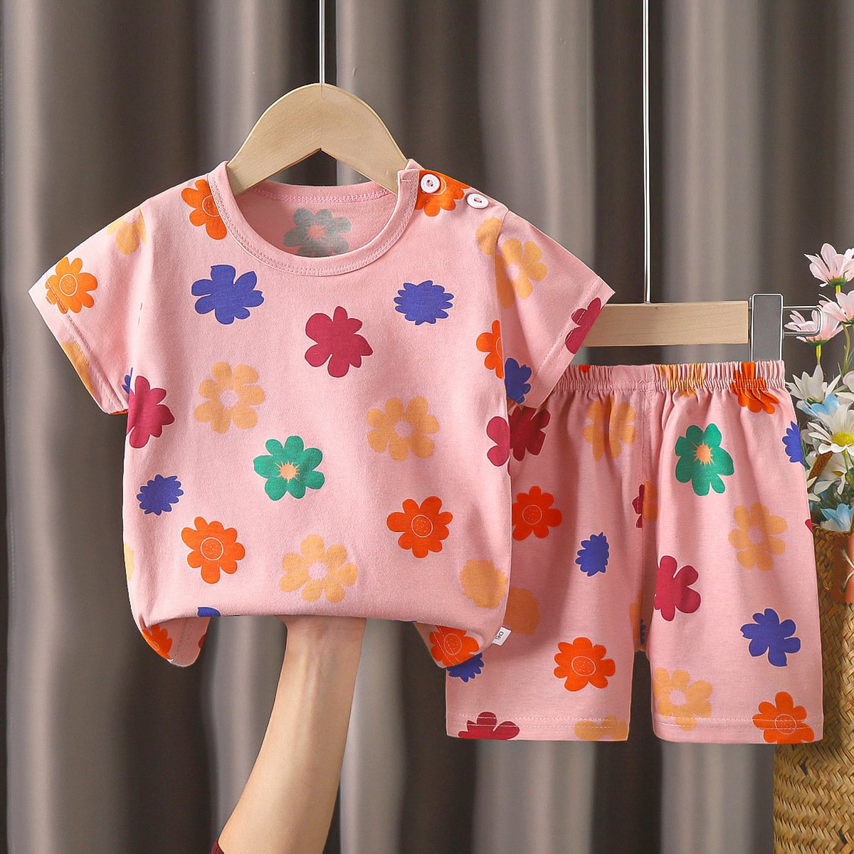 Wholesale of new pure cotton children's casual home clothing sets in 2024