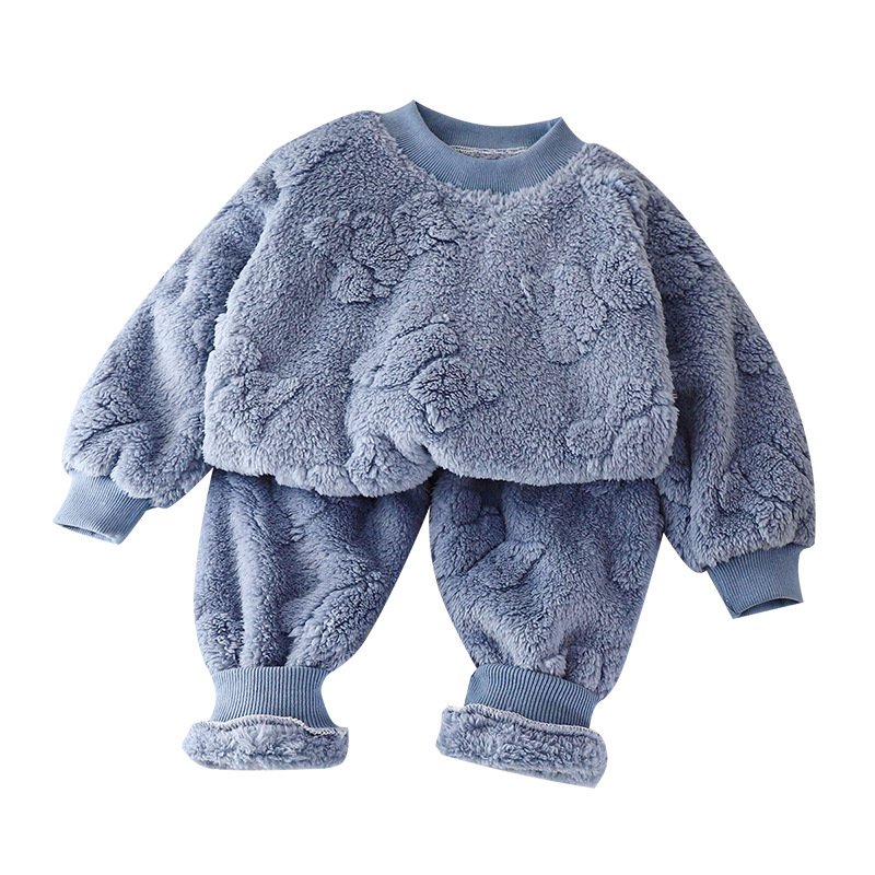 Pajama Set Long Sleeve Animal Long Sleeve Pants Set Comfortable Round Neck Kids Clothing Winter White Pink Blue Green
