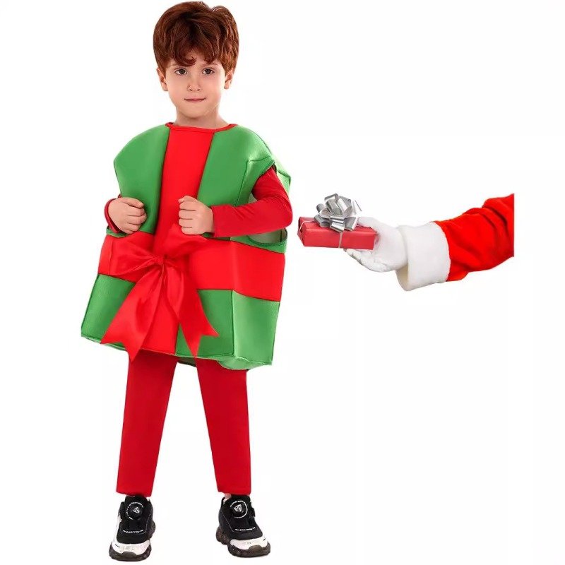 2024 Designs Children's Jumpsuit Outfits Xmas Party Fancy Clothing Kids Christmas Bow Gift Box Costume Sets School Festival