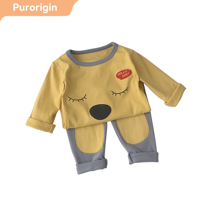Purorigin Baby Clothing Sets Spring Autumn Children's Long-Sleeved T-Shirt Cartoon Kids Undershirt Casual Home Clothes Pijama