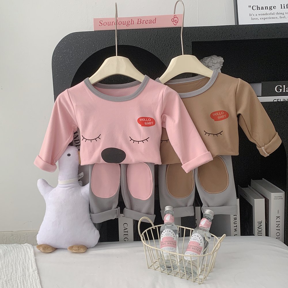 Purorigin Baby Clothing Sets Spring Autumn Children's Long-Sleeved T-Shirt Cartoon Kids Undershirt Casual Home Clothes Pijama