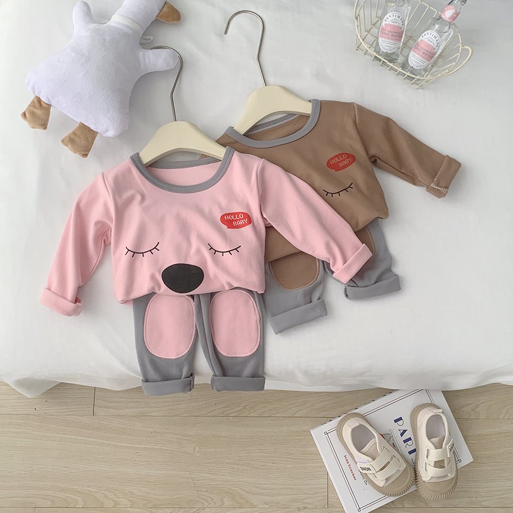 Purorigin Baby Clothing Sets Spring Autumn Children's Long-Sleeved T-Shirt Cartoon Kids Undershirt Casual Home Clothes Pijama