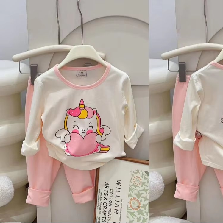 High Quality Casual Children's Home Clothing Boys Girls' Spring Autumn Sets 2-Piece Cotton Pajamas for Toddlers Printed Pattern