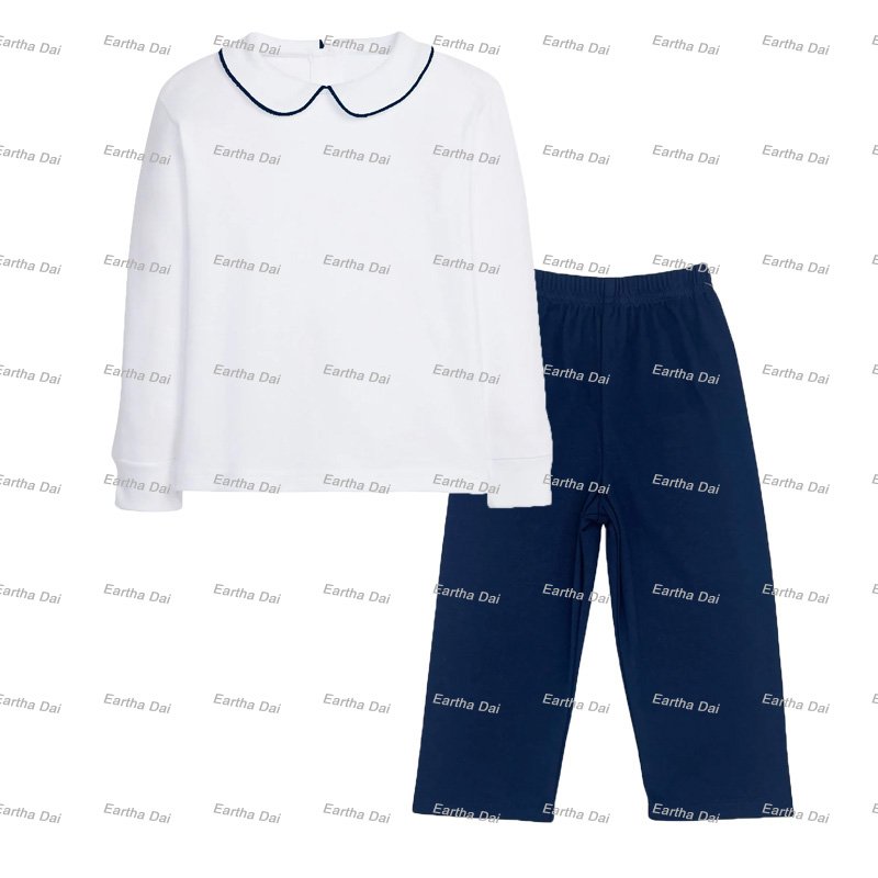 baby clothing set spring peter pan collar tshirts and bubble pants sets Boy outfit cotton custom kids clothes wholesale