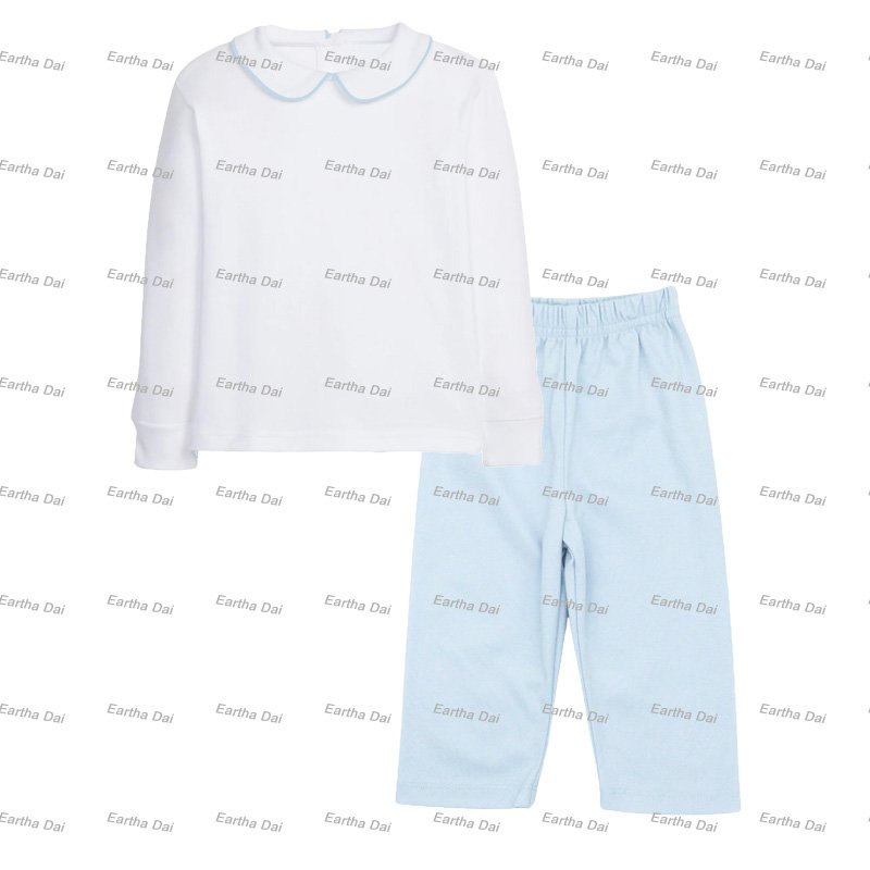 baby clothing set spring peter pan collar tshirts and bubble pants sets Boy outfit cotton custom kids clothes wholesale
