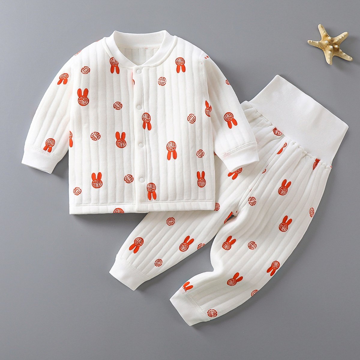Custom 100% Cotton Knitted Autumn Baby Outfit long Sleeve Tops And Long Pants 2pcs Solid Color Unisex Baby Clothing Sets