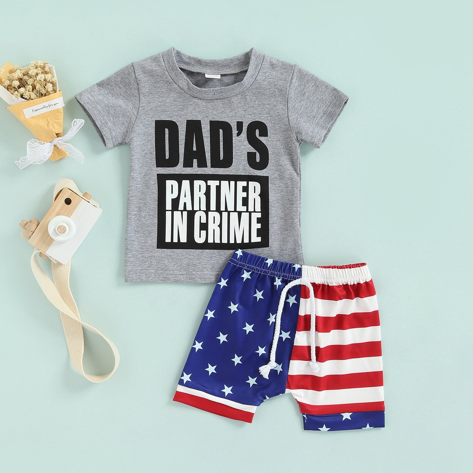 4th of July Baby Boy Clothing Sets Summer Letter Print Clothes Kids Children Independence Day Star and Stripe Shorts Suits