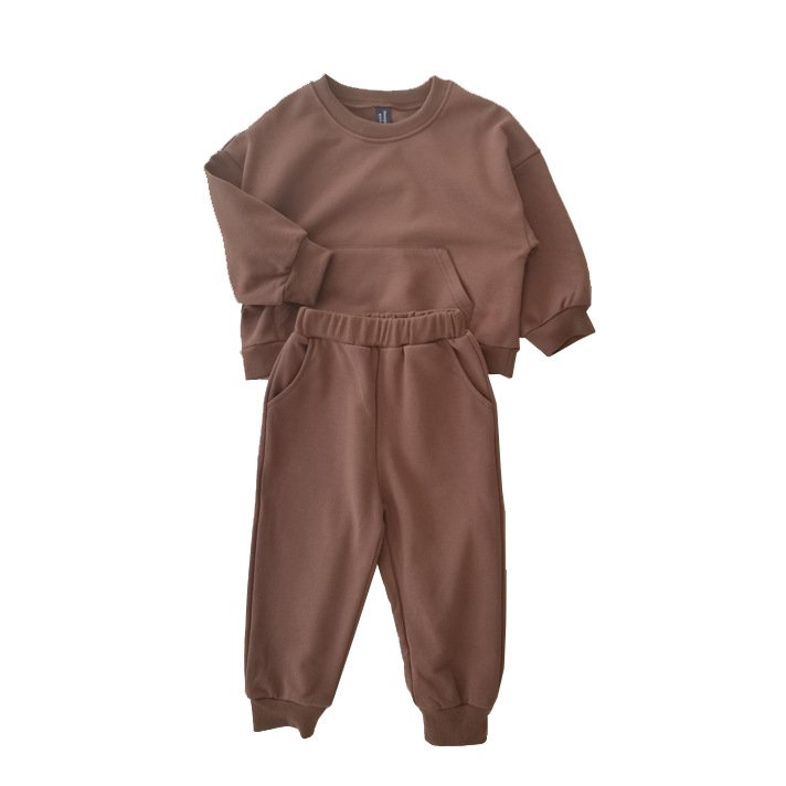 Private Label Solid Kids Long Sleeve 100% Cotton Baby Sweatshirt T-Shirt For Baby Custom Boys Girls Tracksuit Kids Clothes