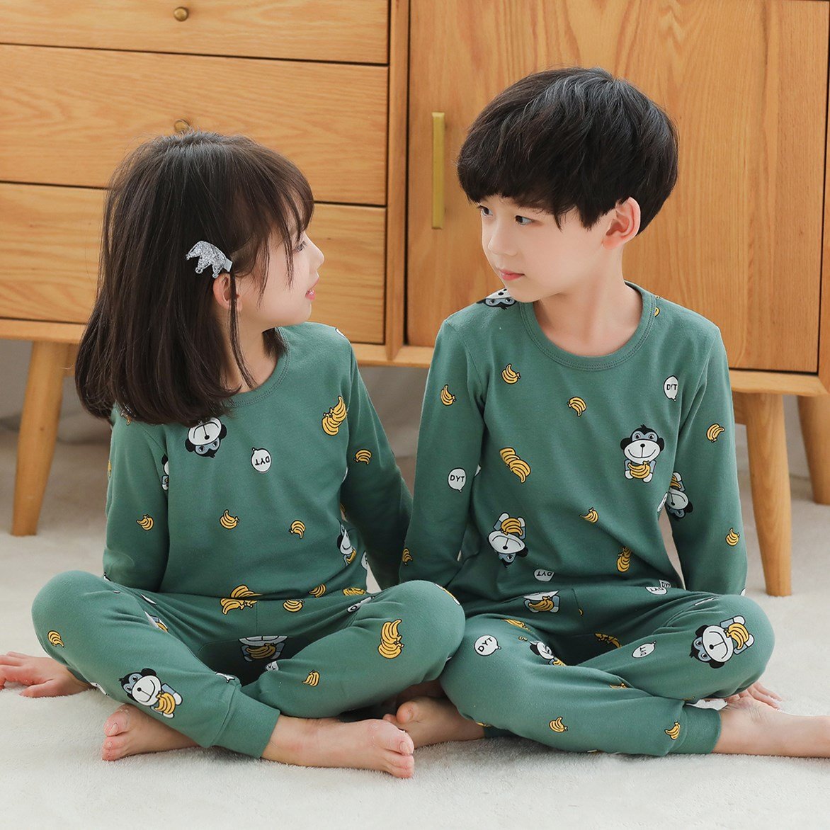 Winter Designer Kids Pajamas Long Sleeve Pajama Sets Cotton Baby Boys Sleepwear Set Girls Pyjamas Children Clothing Set