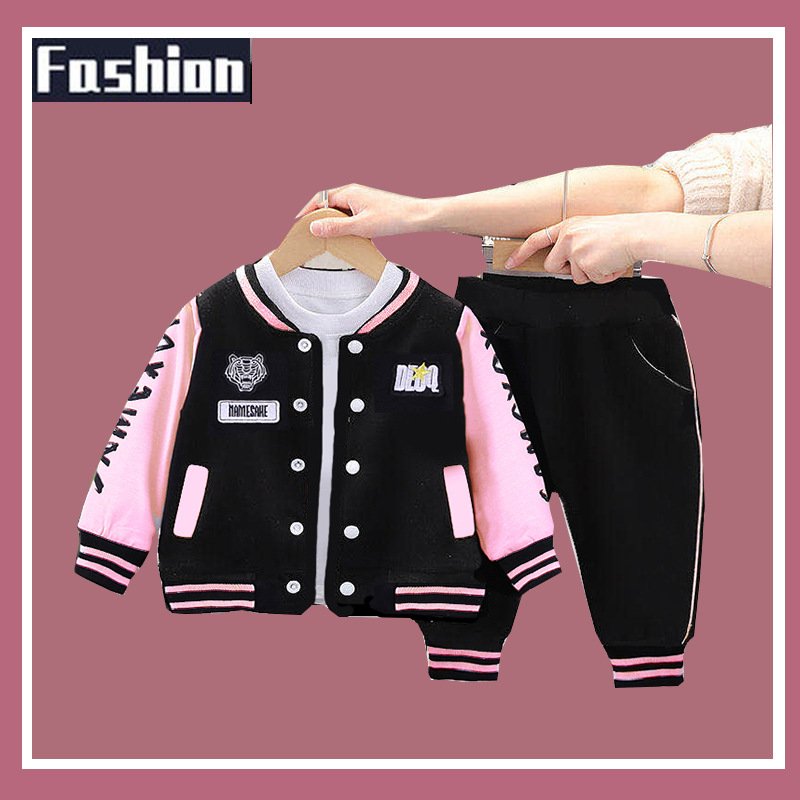 2024 New Baby Boys Casual Autumn and Spring Suit Solid Style Two-Piece Set with Short Sleeves