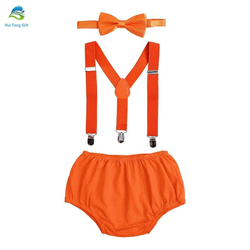 kids clothing wholesale china Baby Boys Cake Smash 3pcs Bow Tie Suspenders Bloomers First Birthday Outfit For Boy BBOF-003