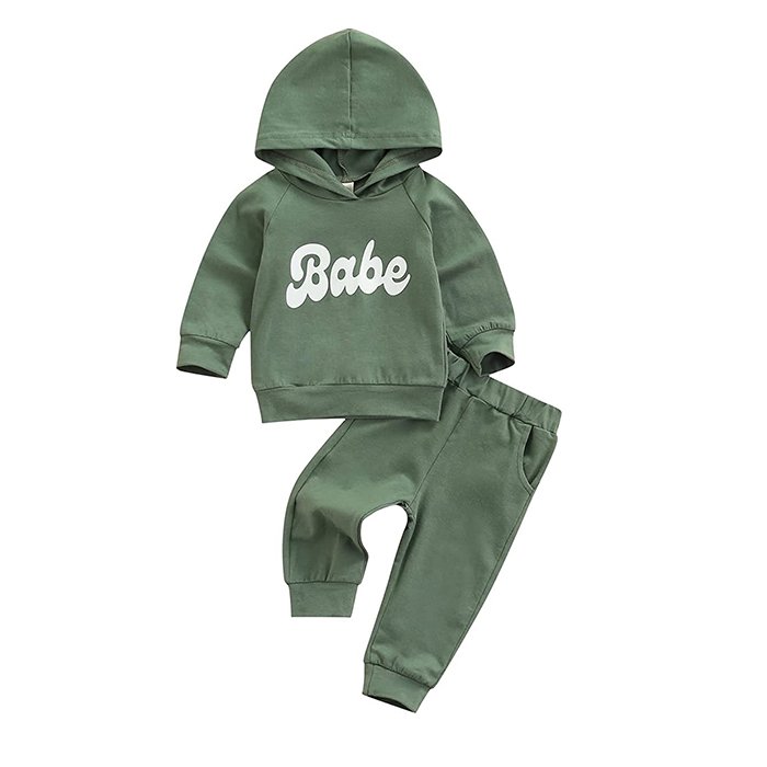 iBaifei Custom Cotton Baby Tracksuits SweatPants Baby Clothes Set French Terry Toddler Kids Sweatsuit Set 500gsm Heavy Hoodie