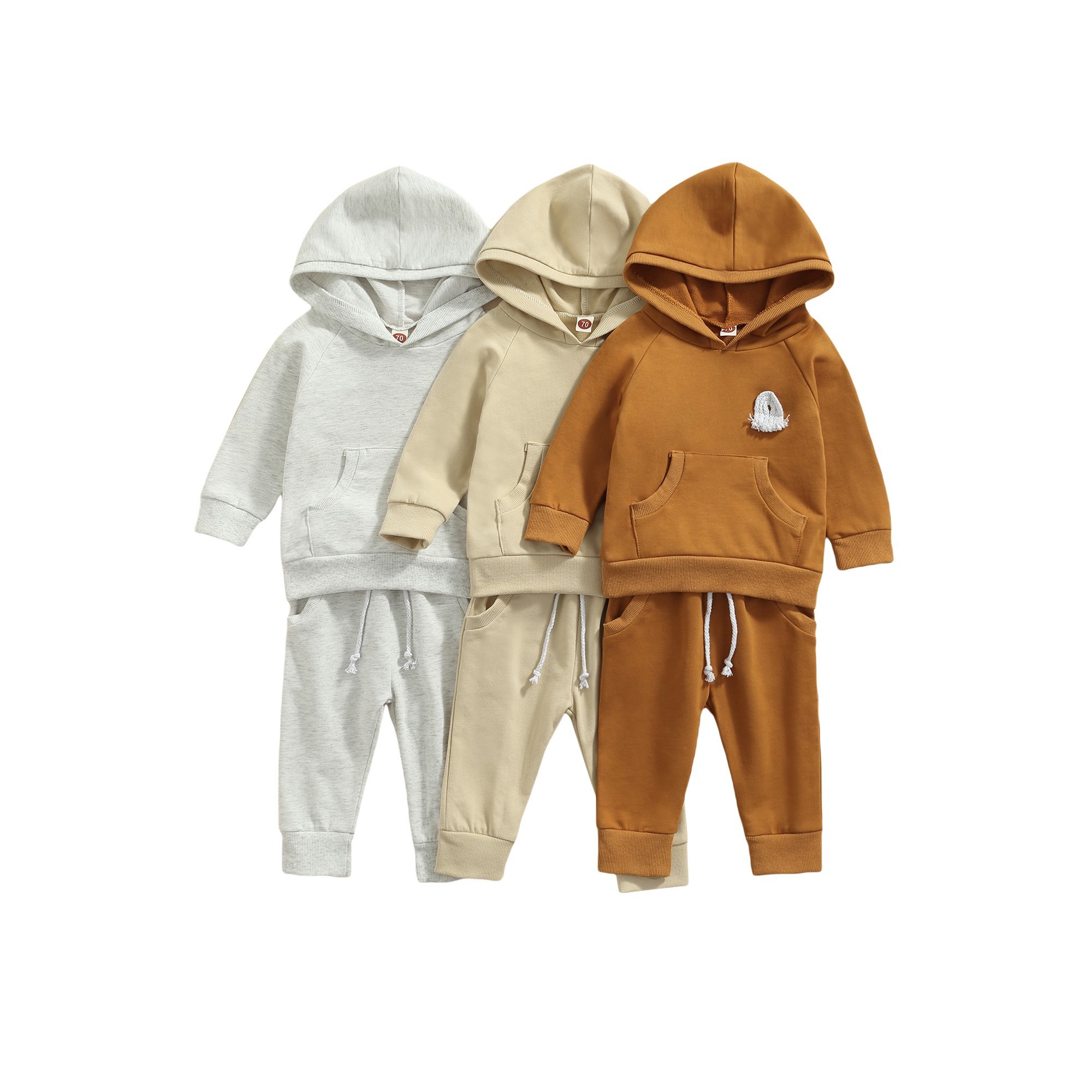 iBaifei Custom Cotton Baby Tracksuits SweatPants Baby Clothes Set French Terry Toddler Kids Sweatsuit Set 500gsm Heavy Hoodie