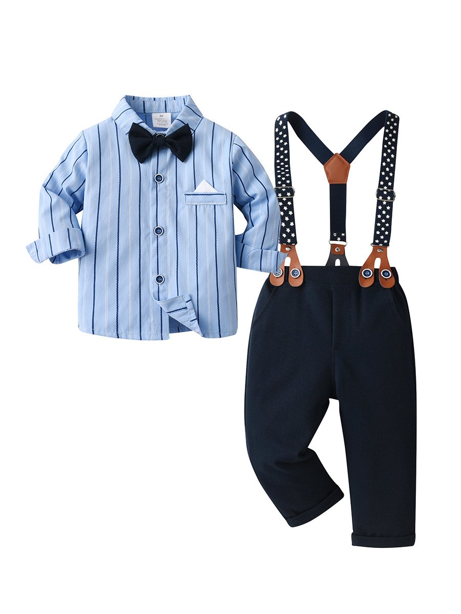 Formal Boy's Clothing Sets British Overalls Two-Piece Children'S Suit Baby Clothes Striped Spring Boys Autumn
