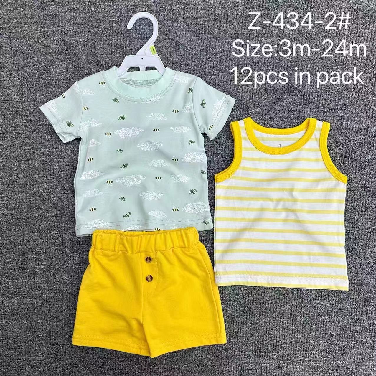 Wholesale Summer Newborns baby 0-24m clothing 3pcs sets infant 2pcs top T-shirt+shorts suits clothes boys sets outfits