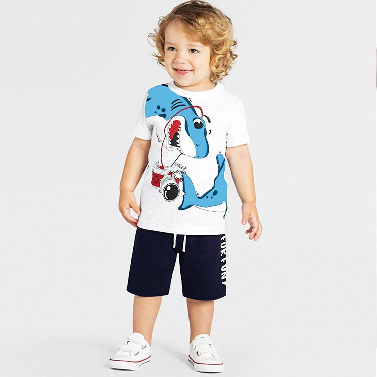Wholesale Child outfit Kids t- shirt short pants 2 pieces summer toddler boys clothing sets