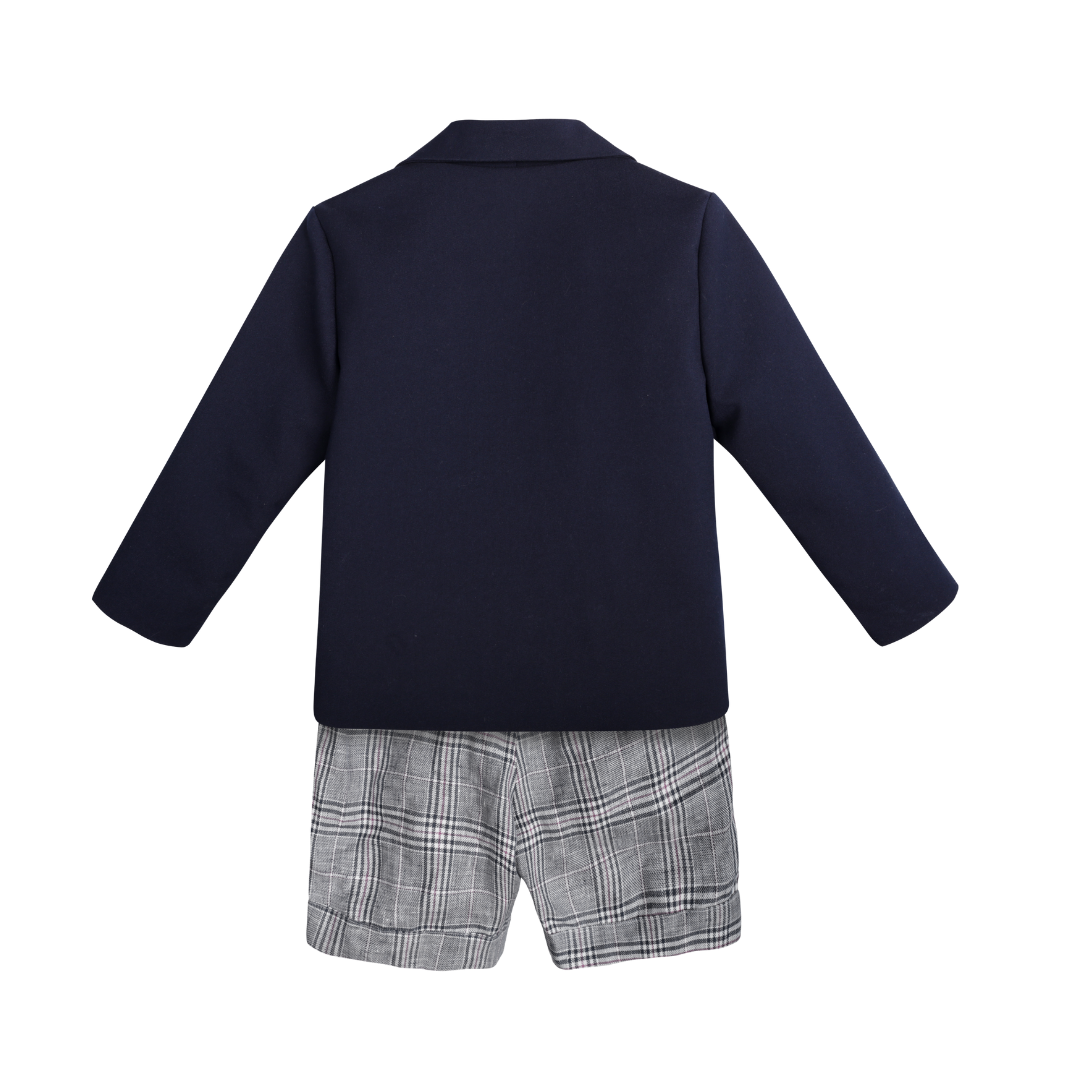 Christmas Baby Boy Clothing Sets Premium Special Occasion Set 3 Pieces Vest Blue Navy Embroidery Children's Clothing-DX Suits