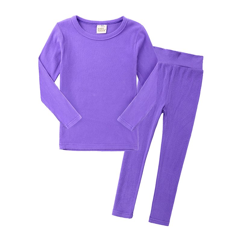 Spring Cotton O-neck Solid Cotton Children Baby Boys Girls Pajamas Baby Kids Sleepwear Clothing