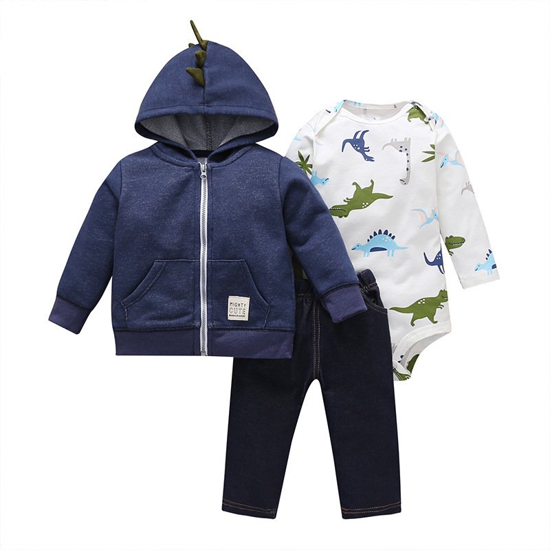 Spring and Fall Baby Clothing Cartoon long pants+Romper+Hoodies boys sets High quality 100% cotton baby boys 3 pcs sets