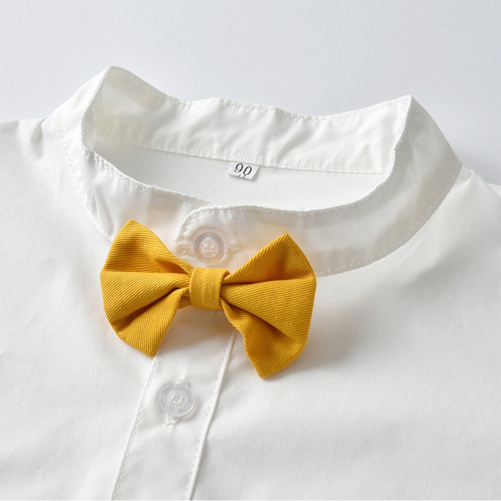 Summer Baby Boy Clothes Cotton Outfit 2-Piece Boys Birthday Party Wear White Shirt Yellow Shorts Children Clothing Toddler Boys