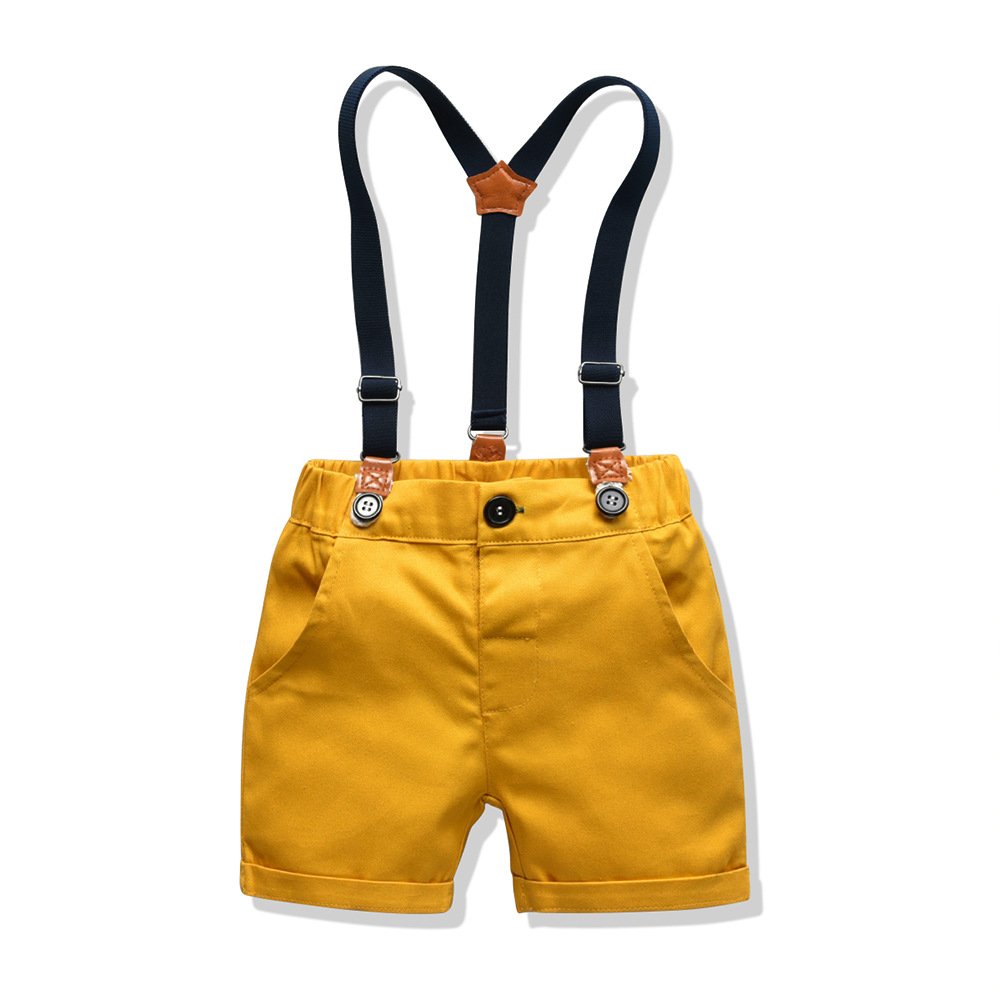 Summer Baby Boy Clothes Cotton Outfit 2-Piece Boys Birthday Party Wear White Shirt Yellow Shorts Children Clothing Toddler Boys