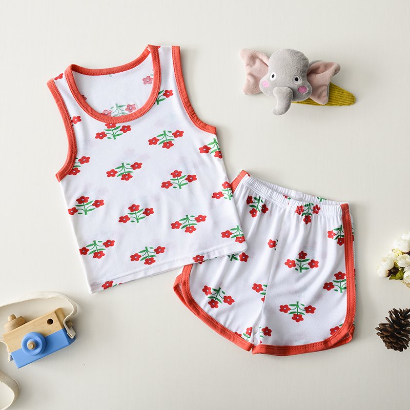New Release Sleeveless Tops And Shorts Comfortable Baby Toddlers Kids 2 Pieces Clothing Set Summer Baby Girls Outfit Suit Sets